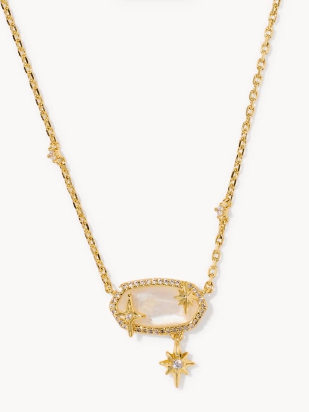 Kendra Scott Elisa Star Gold Short Pendant Necklace in Crystal Ivory Illusion